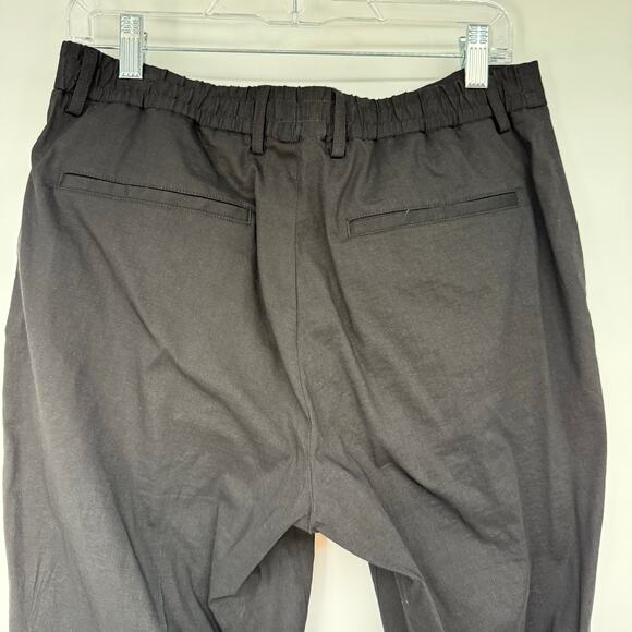 Theory Curtis Drawstring Pant Good Linen Men's Size 31 Black Woven Straight Leg - Picture 5 of 10